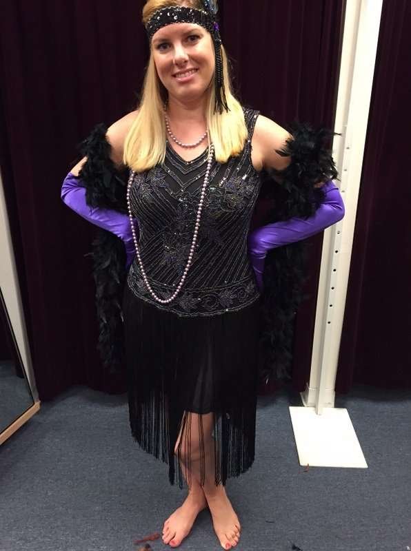 1920's Purple and Black Beaded Dress